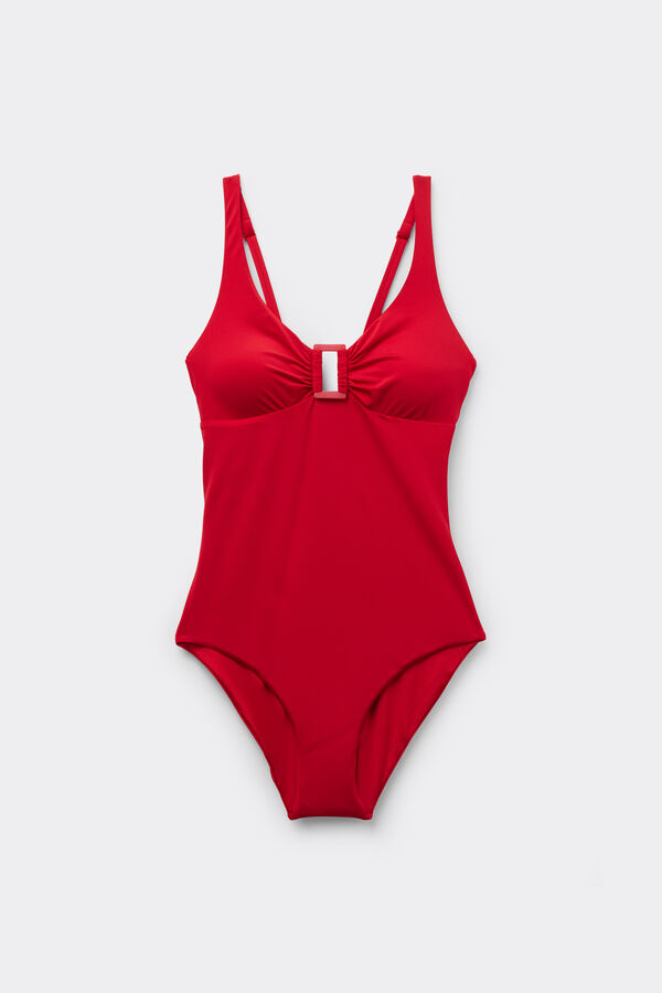 Timeless Look Gloss Red One-Piece Triangle Swimsuit  