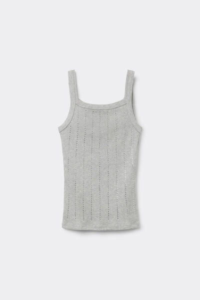 Ribbed Cotton Camisole with Rhinestones