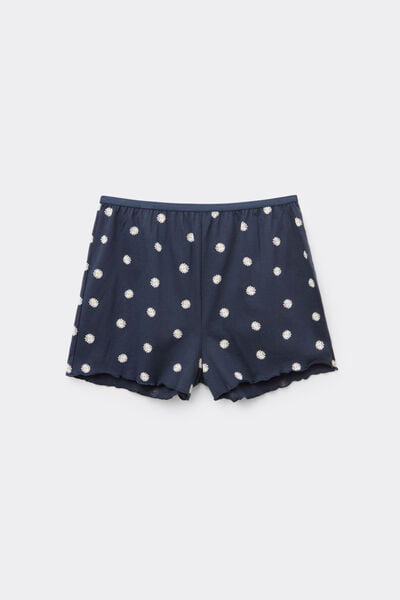 Short en Coton Imprim&eacute; Finitions Roulott&eacute;es