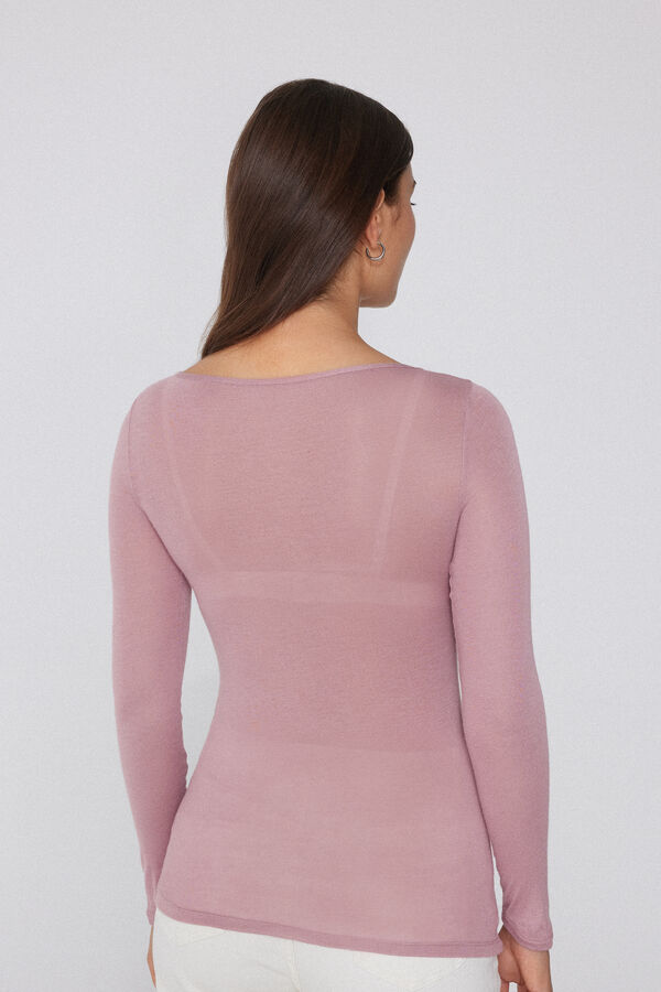 Lightweight Viscose and Merino Wool Boat Neck Top  