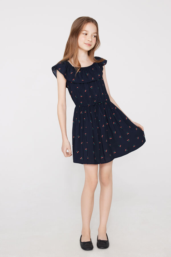 Kleid aus Viskosetuch mit R&uuml;schen  