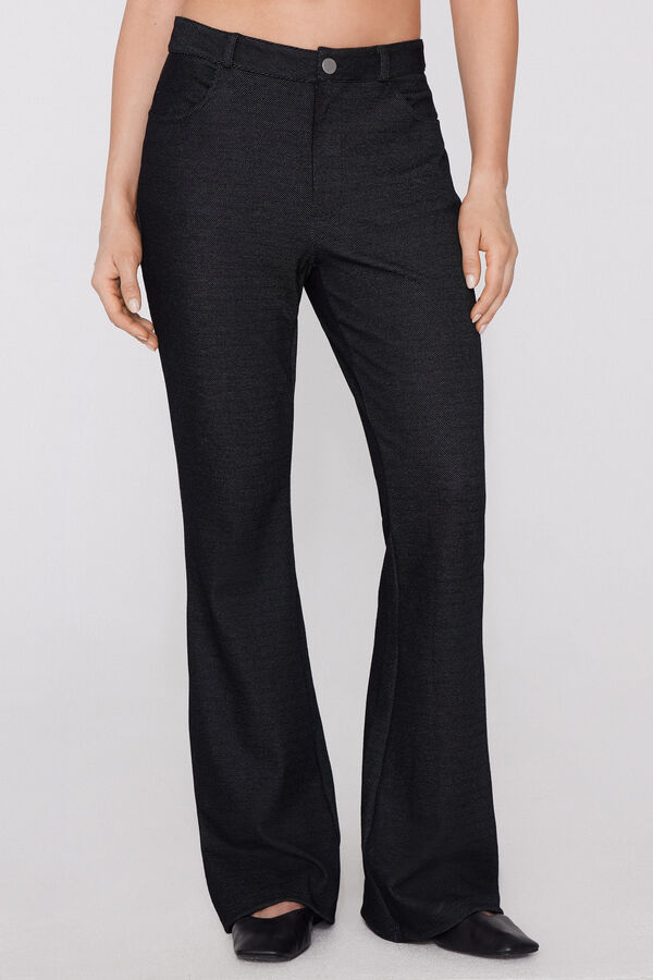 Pantaloni Lunghi Flare Effetto Denim  