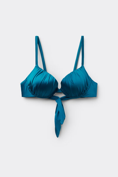 Sutien de Baie Push-Up Ușor Căptușit Shiny Glam Albastru