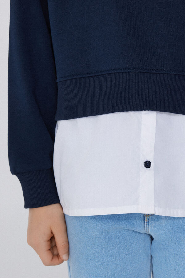 Lang&auml;rmeliges Sweatshirt aus Baumwolle in Blusenoptik f&uuml;r M&auml;dchen  