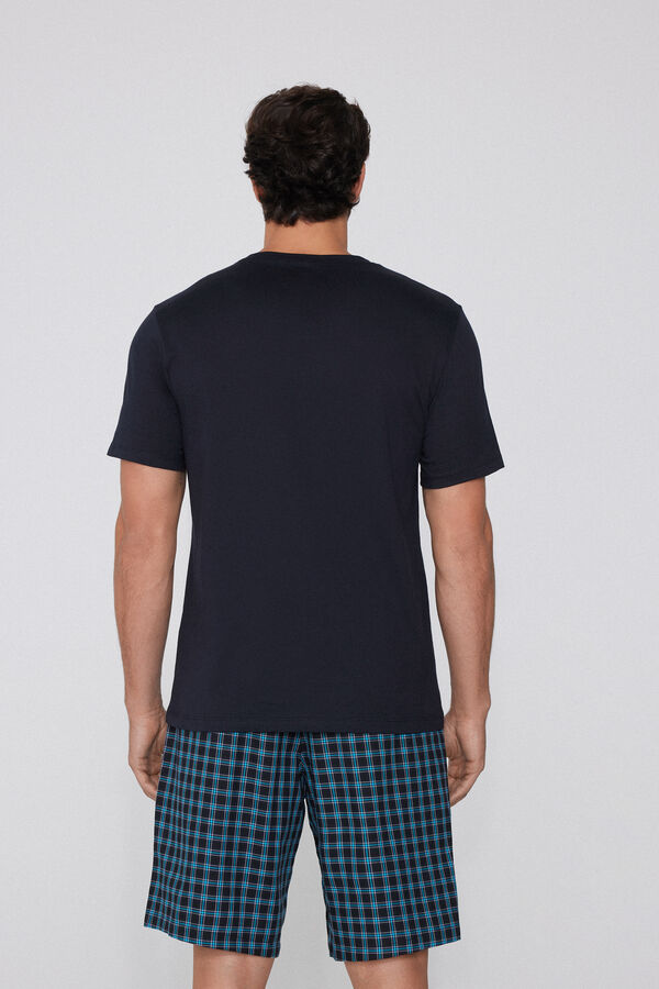 Pamut R&ouml;vid Pizsama Zsebbel &eacute;s Kock&aacute;s Mint&aacute;val  