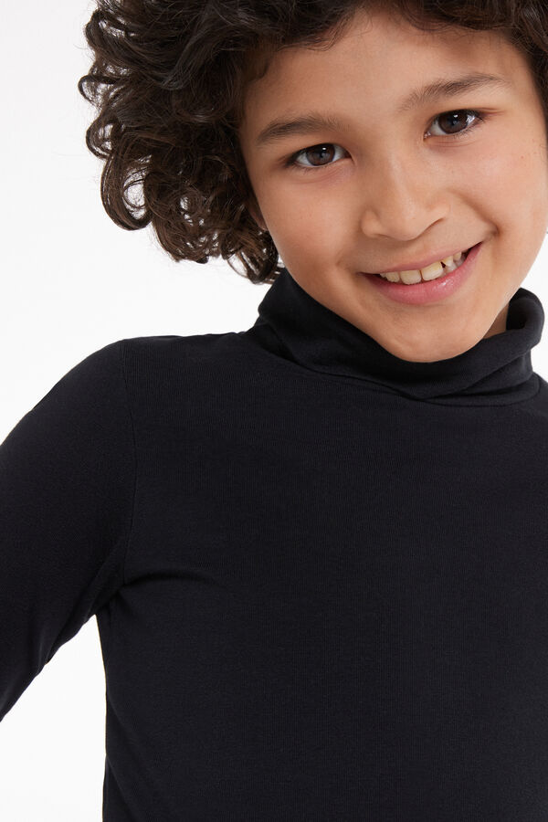 Rollkragenpullover mit langen &Auml;rmeln aus Thermobaumwolle Kinder Unisex  