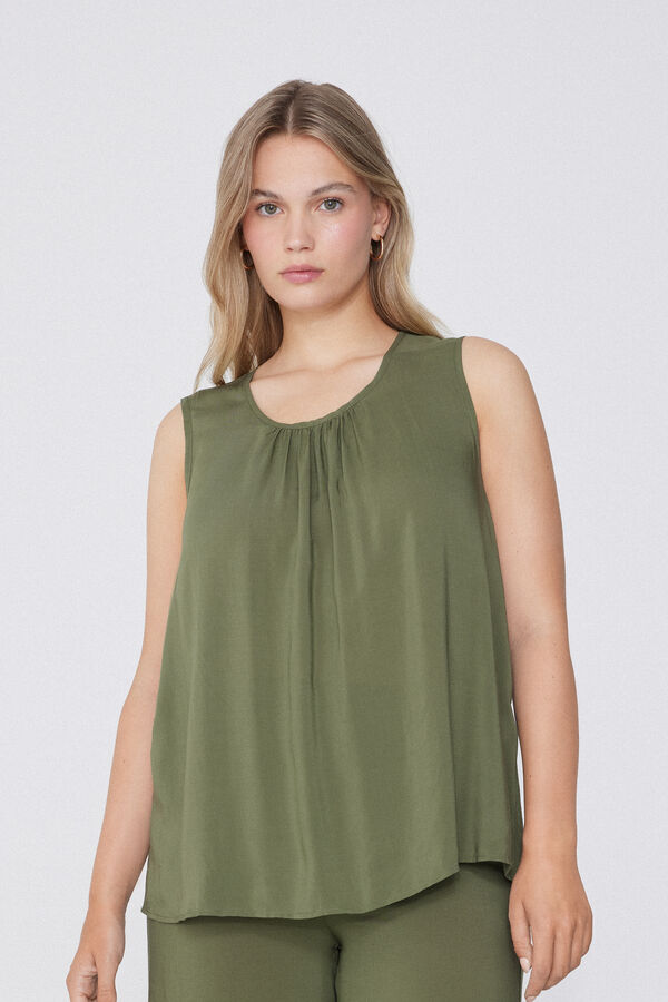 Viscose Canvas Camisole with Wide Shoulder Straps  