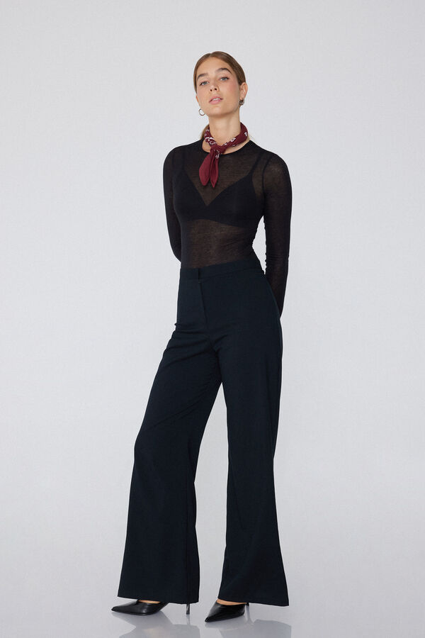 Body Col Rond En Viscose Et Laine M&eacute;rinos  