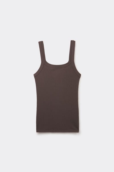 Square Neck Ribbed Cotton Camisole