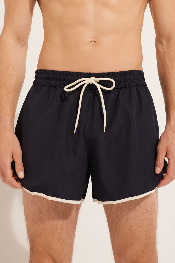 Short Recycled Swimming Shorts with Piping  