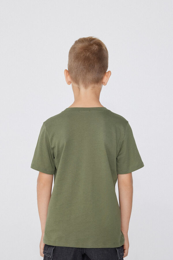 T-shirt Col Rond en Coton avec Imprim&eacute;  