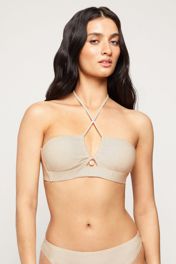 White Paradise Bay Tie Bikini Top  