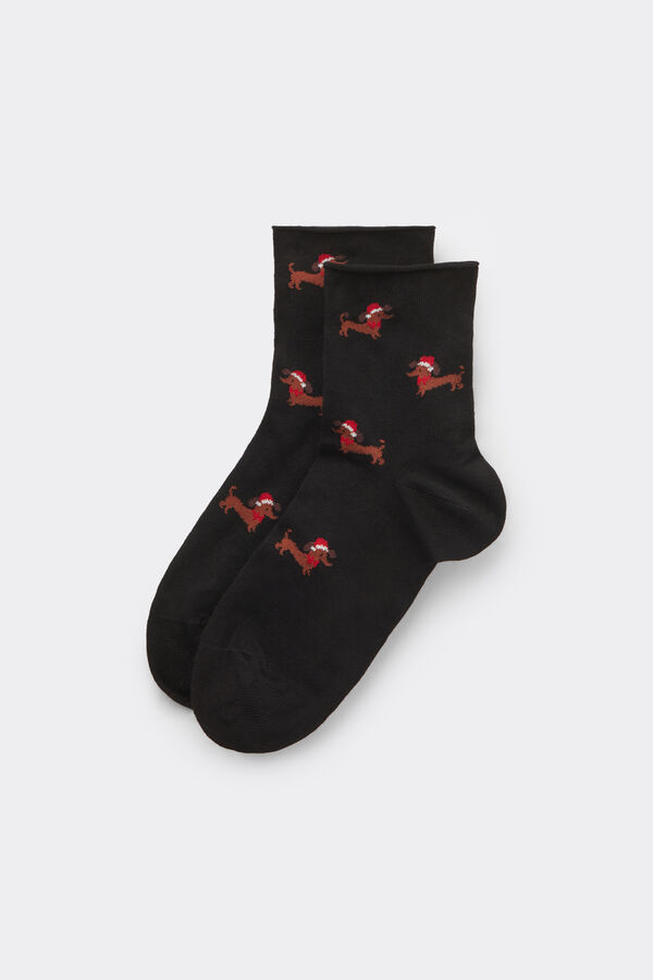 Short No-Hem Patterned Cotton Socks  