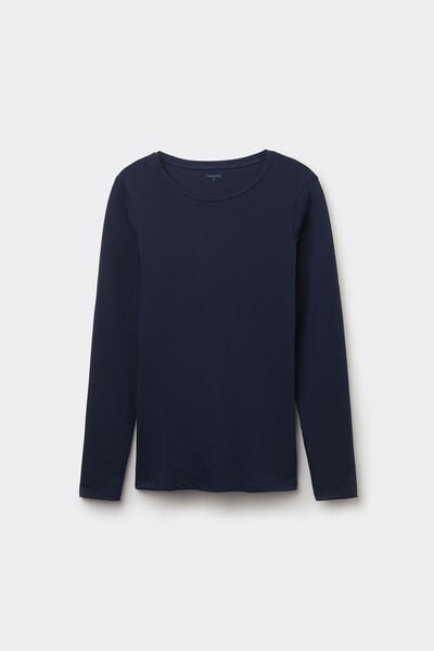 Organic Stretch Cotton Top with Long Sleeves and a Round Neck