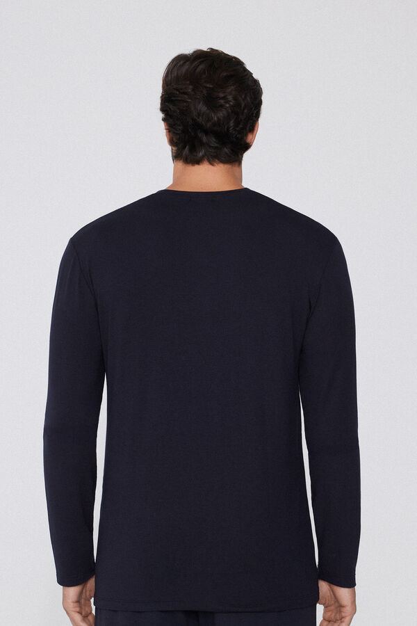 Long-Sleeved Round Neck Viscose Top  