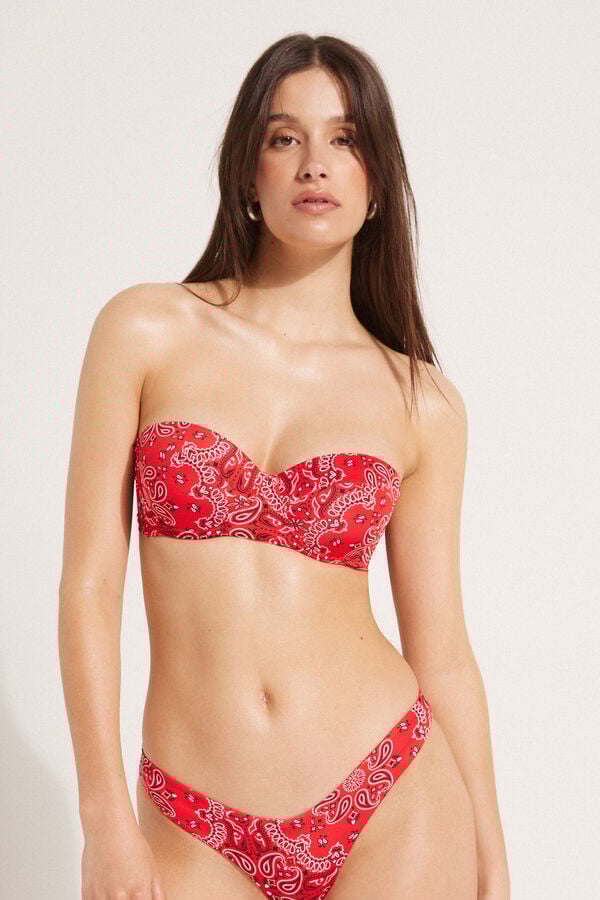 Red Bandana Family Padded Bandeau Bikini Top  