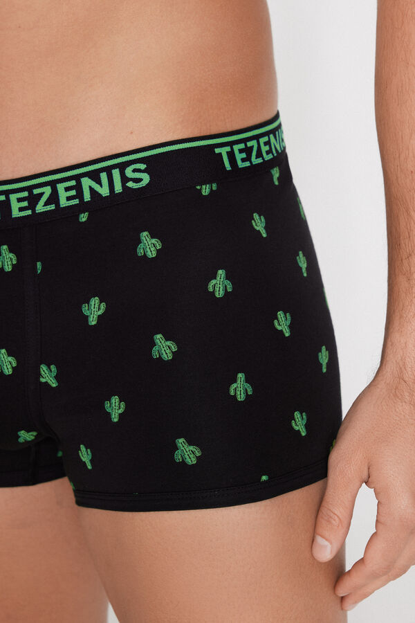 Printed Cotton Boxers with Contrasting Trim and Logo  