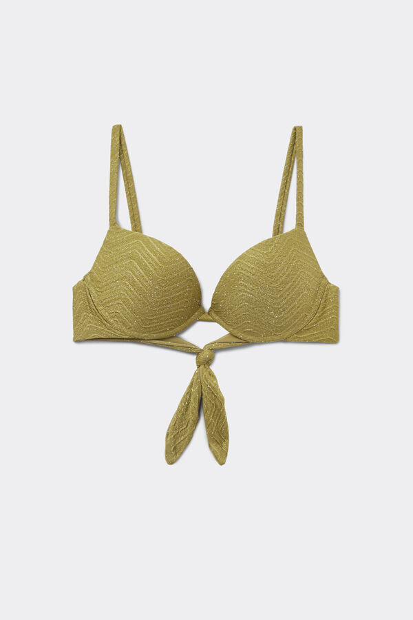 Olive Green Sparkling Touch Padded Push-Up Bikini Top  