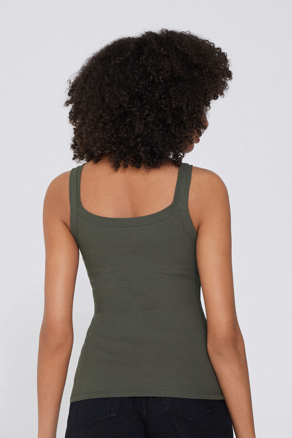 Square Neck Ribbed Cotton Camisole  