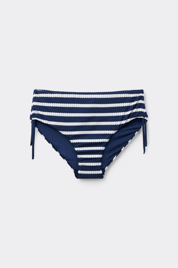 Bas de Bikini &Eacute;chancrure Haute &agrave; Rayures Matelot  