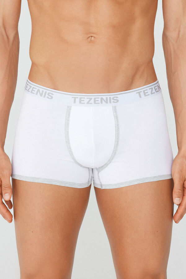 Boxers de algod&atilde;o com orlas contrastantes  