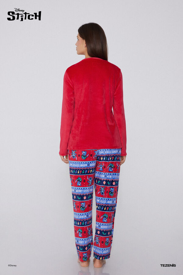 Langer Pyjama Mikrofleece Stitch Disney-Weihnachtsprint  