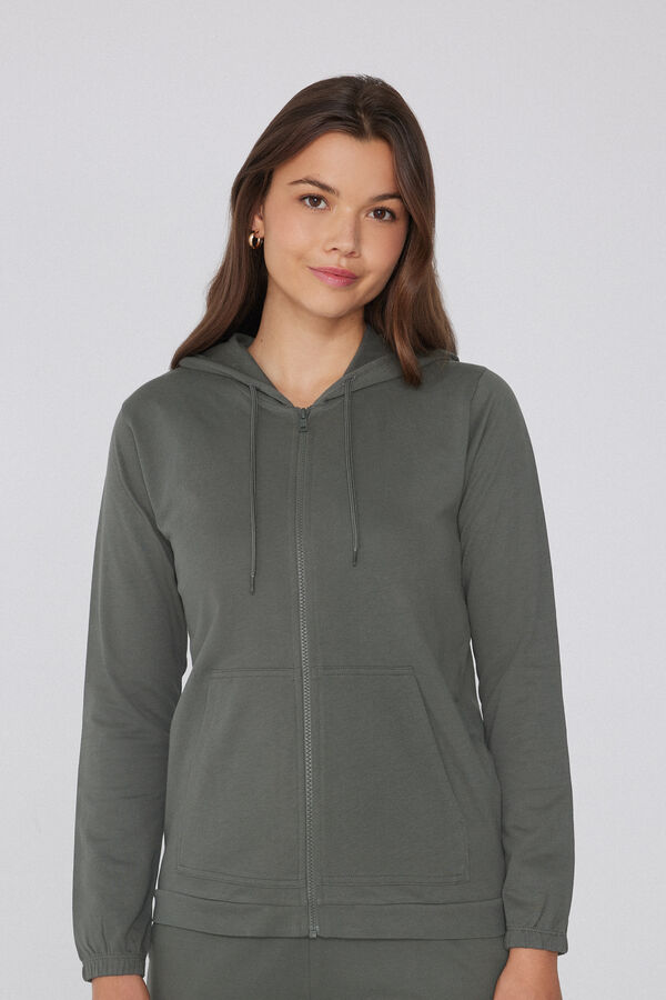 Lightweight Hooded Sweatshirt with Zip and Drawstring  