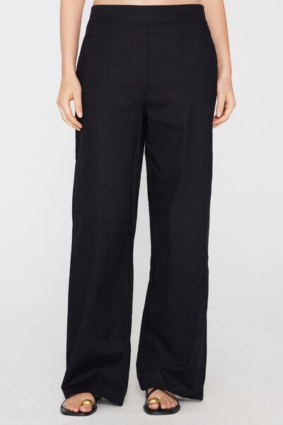 Pantaloni Lunghi a Palazzo 100% Cotone Effetto Lino