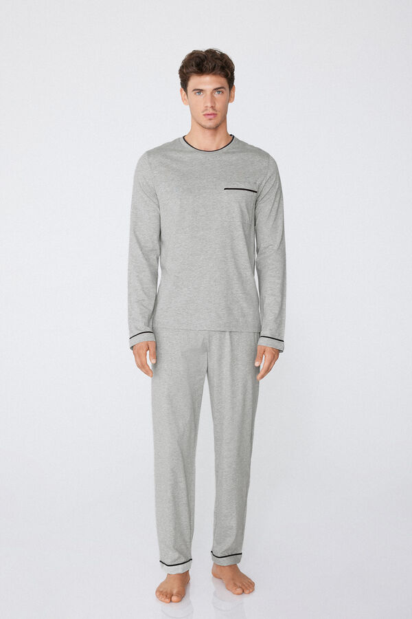 Men&rsquo;s Long Piping Cotton Pyjamas  