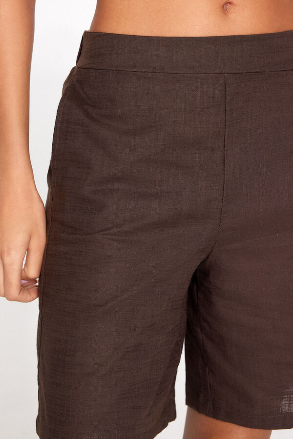 Bermudas Tela Algod&oacute;n Efecto Lino  