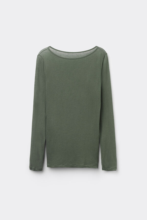 Lightweight Viscose and Merino Wool Boat Neck Top  