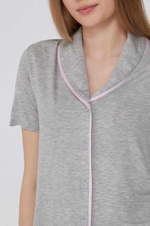 Pyjama Court Manches Mi-longues Ouvert en Viscose  