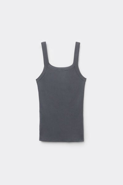 Square Neck Ribbed Cotton Camisole