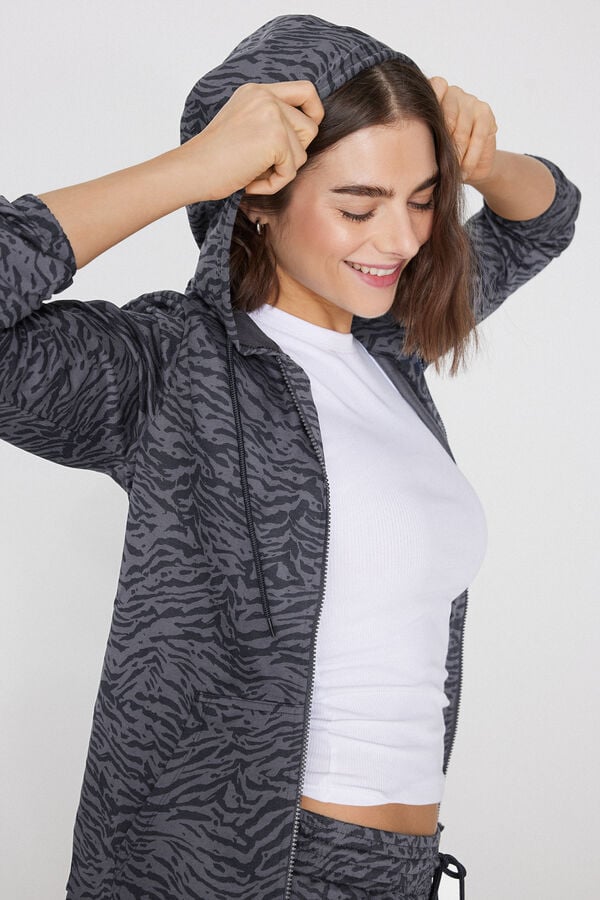 Kapucnis Szabadidő Felső Cipzrral &eacute;s &Ouml;sszeh&uacute;z&oacute; Zsin&oacute;rral  