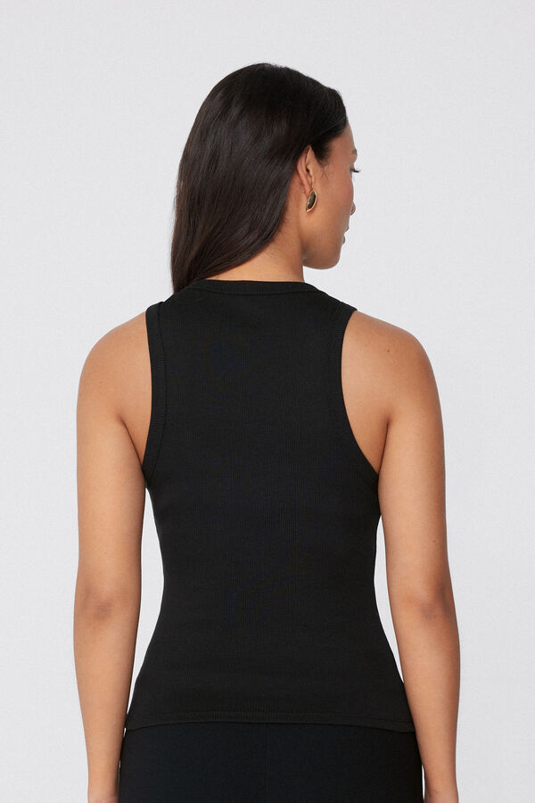 Ribbed Racer Back Camisole with Studs  