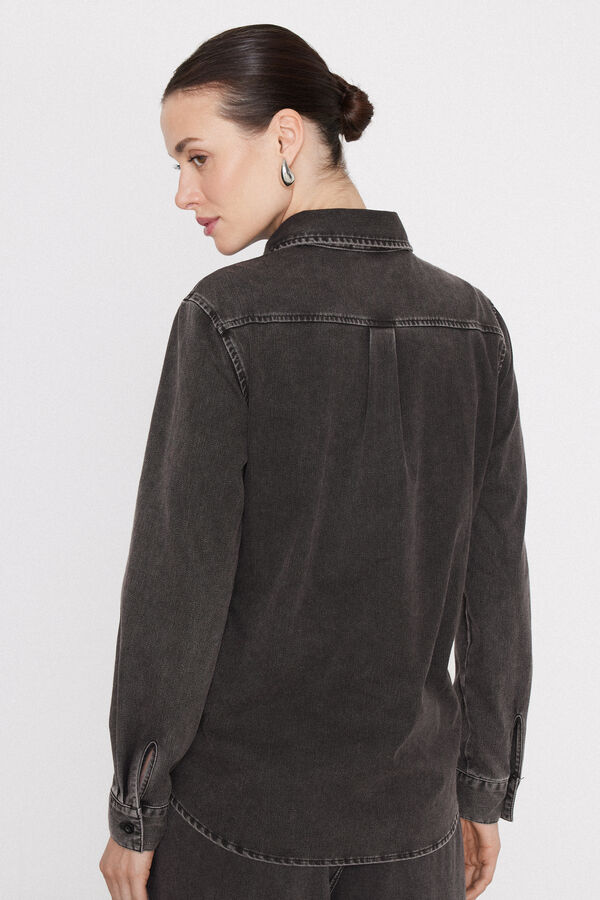 Long Sleeve Stretch Denim Shirt  