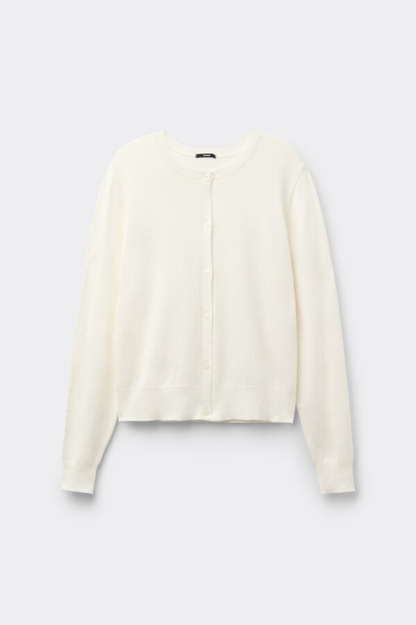 Fully-Fashioned Short Cardigan with Buttons  