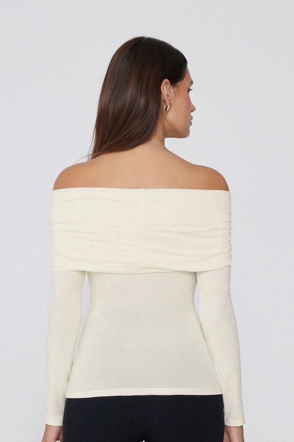 Long-Sleeved Off-The-Shoulder Viscose Top  