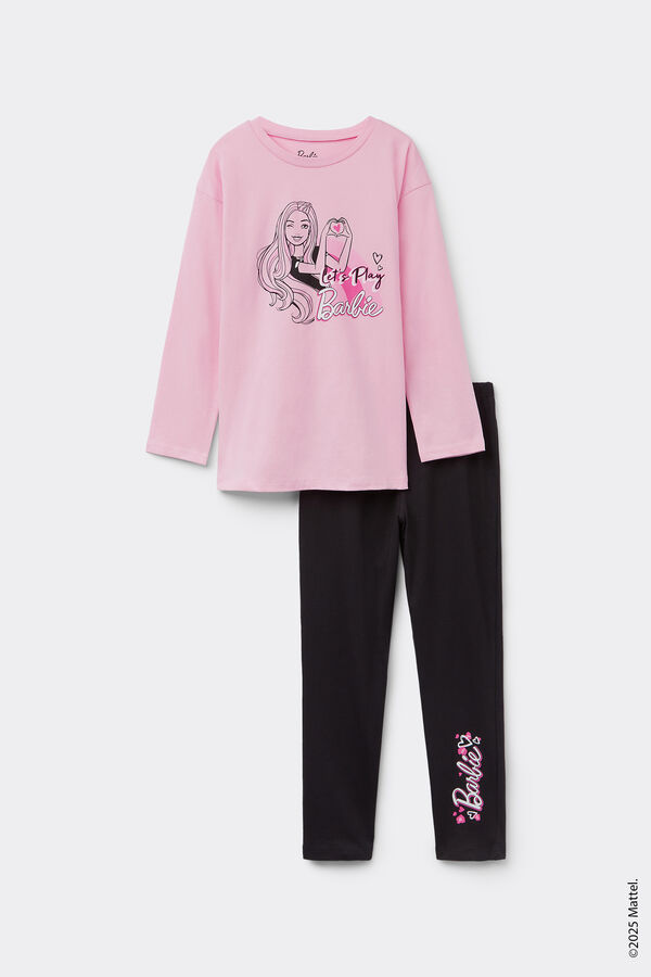 Langer Pyjama aus Baumwolle mit Barbie-Print f&uuml;r M&auml;dchen  