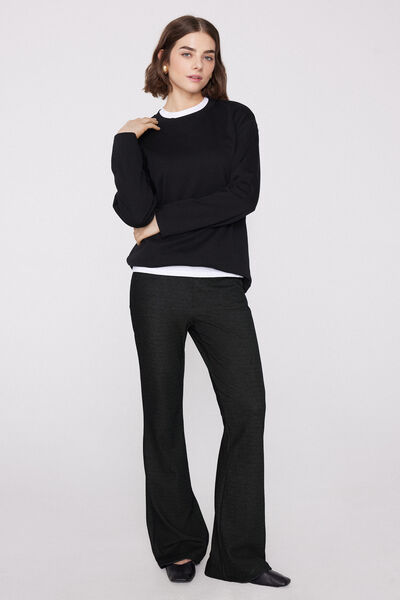 Pantaloni Lunghi Flare Effetto Denim