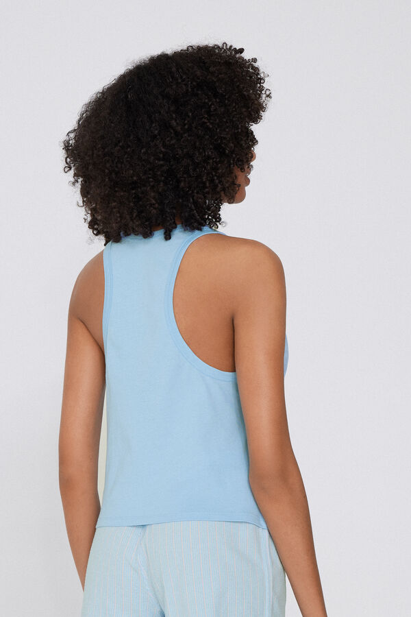 Canotta Spalla Larga Cotone con Ricamo  