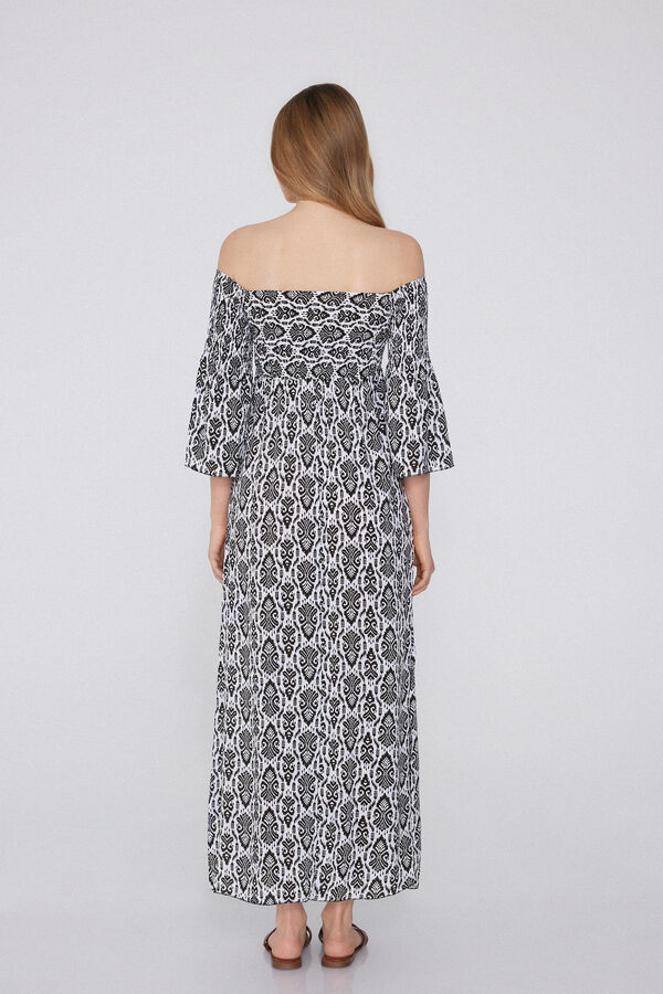 Vestito Lungo Punto Smock Spalle Scoperte  