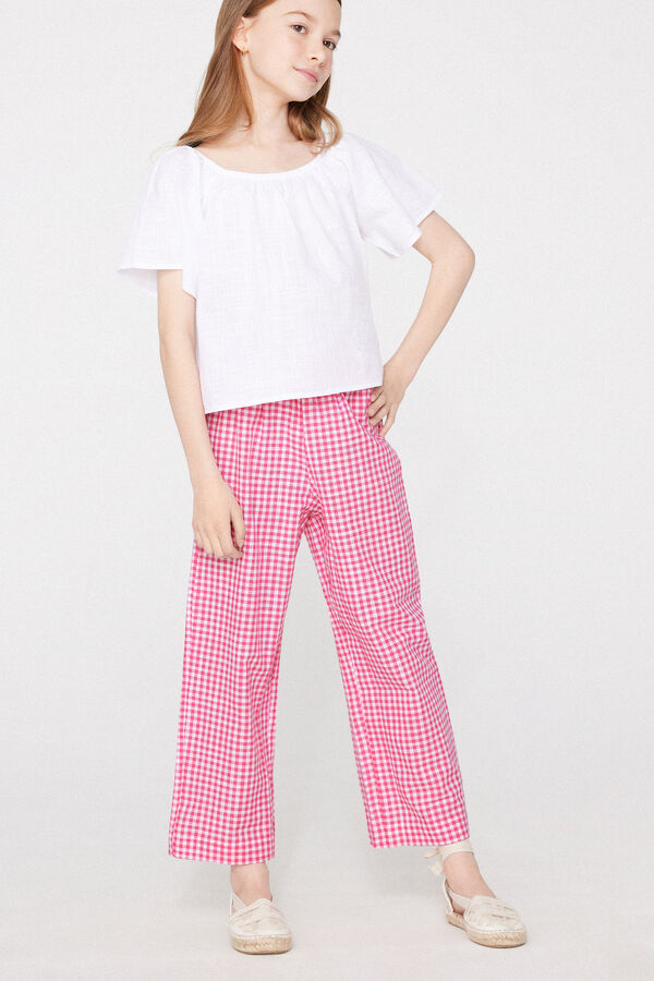 Pantalon Long Fille Toile Coton Effet Lin  