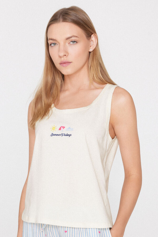 Plain Colour Cotton Camisole with Wide Shoulder Straps  