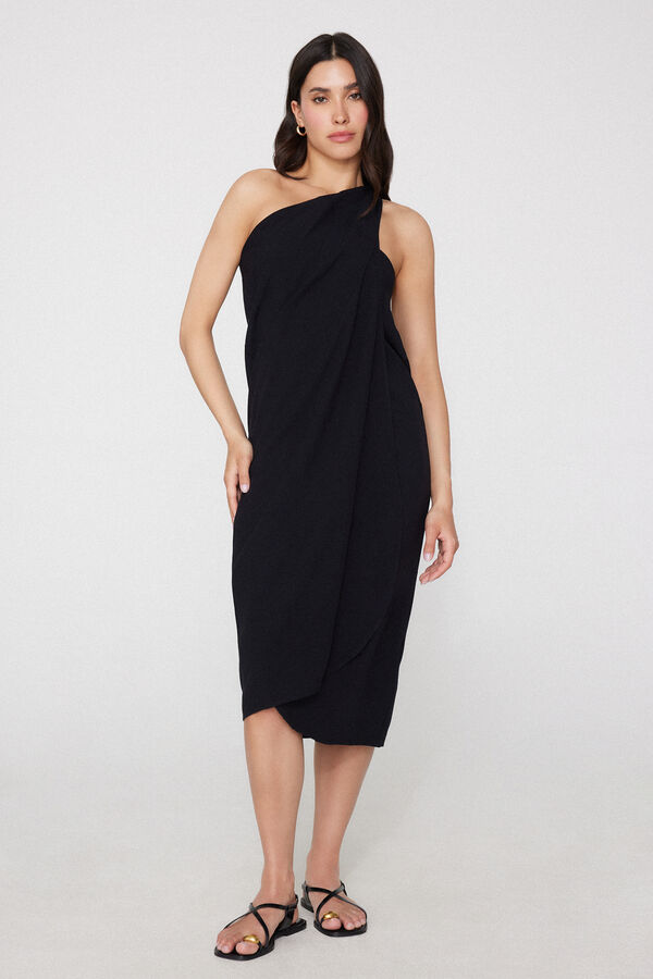 Brushed Viscose Canvas Long Sarong Skirt  