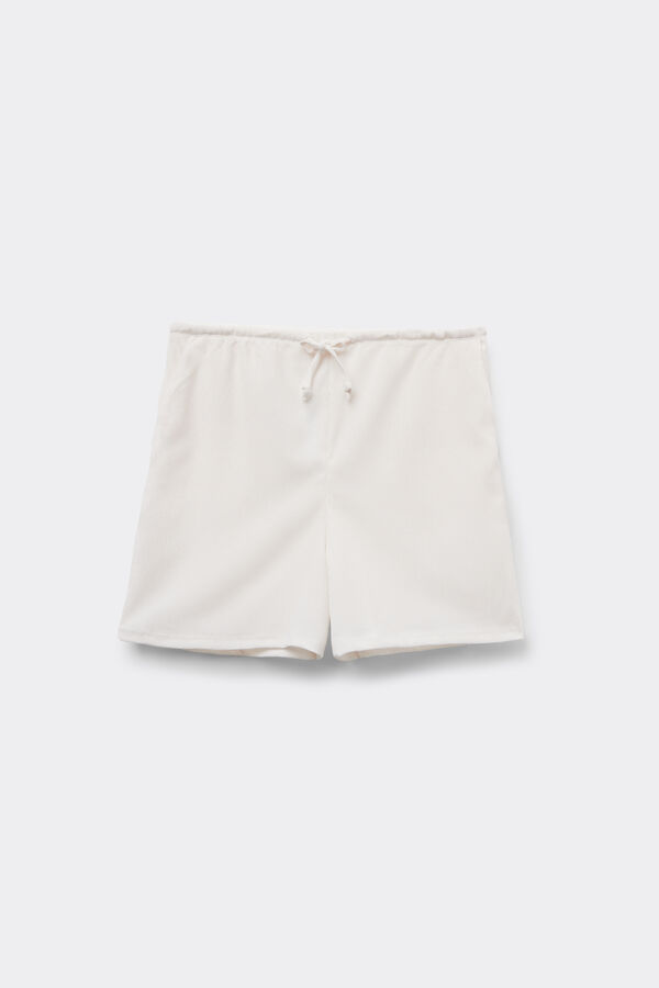 Crepe-Effect Shorts with Drawstring  