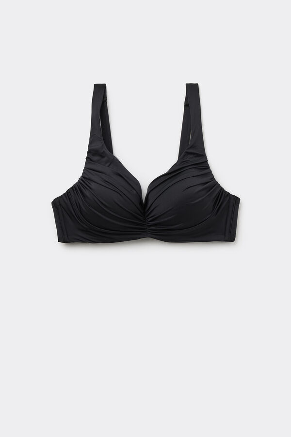 Recycled Lightly Padded Balconette Bikini Top with Gathering  
