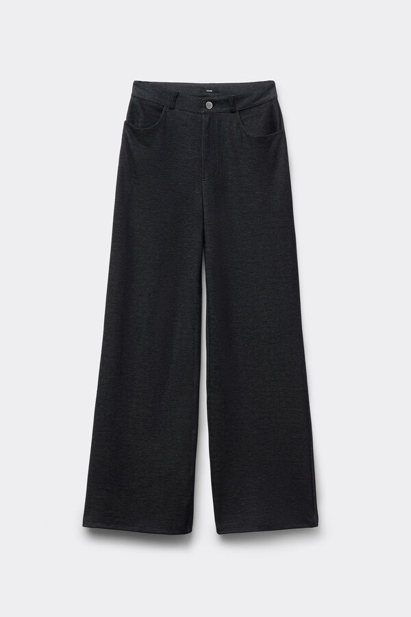 Pantaloni Lunghi Palazzo Effetto Denim  