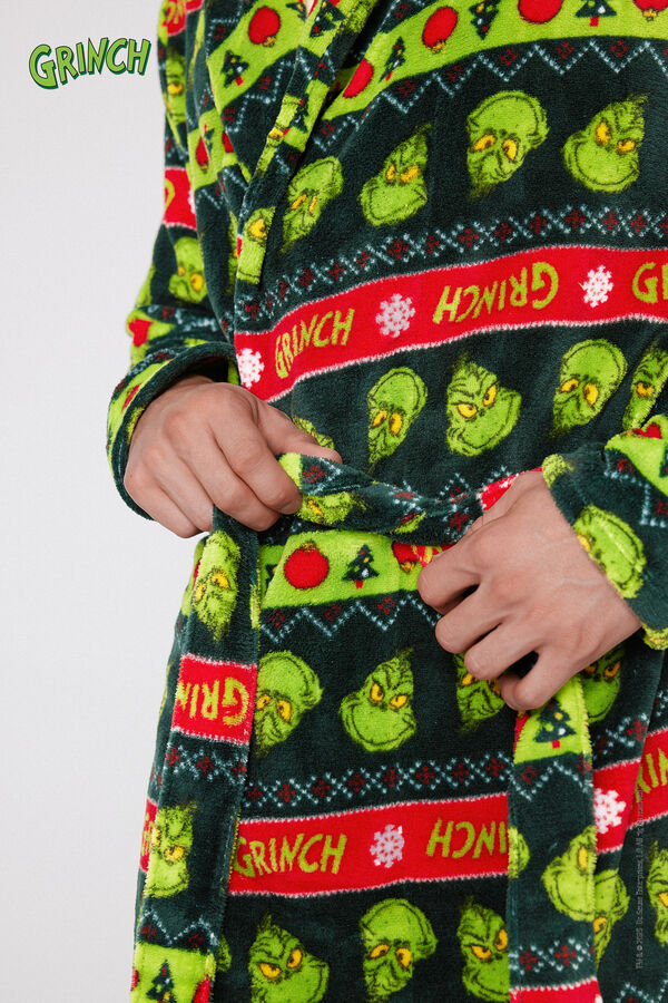 Christmas Grinch Light Fleece Dressing Gown  
