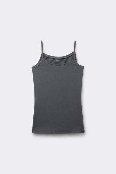Organic Stretch Cotton Camisole with Round Neck
